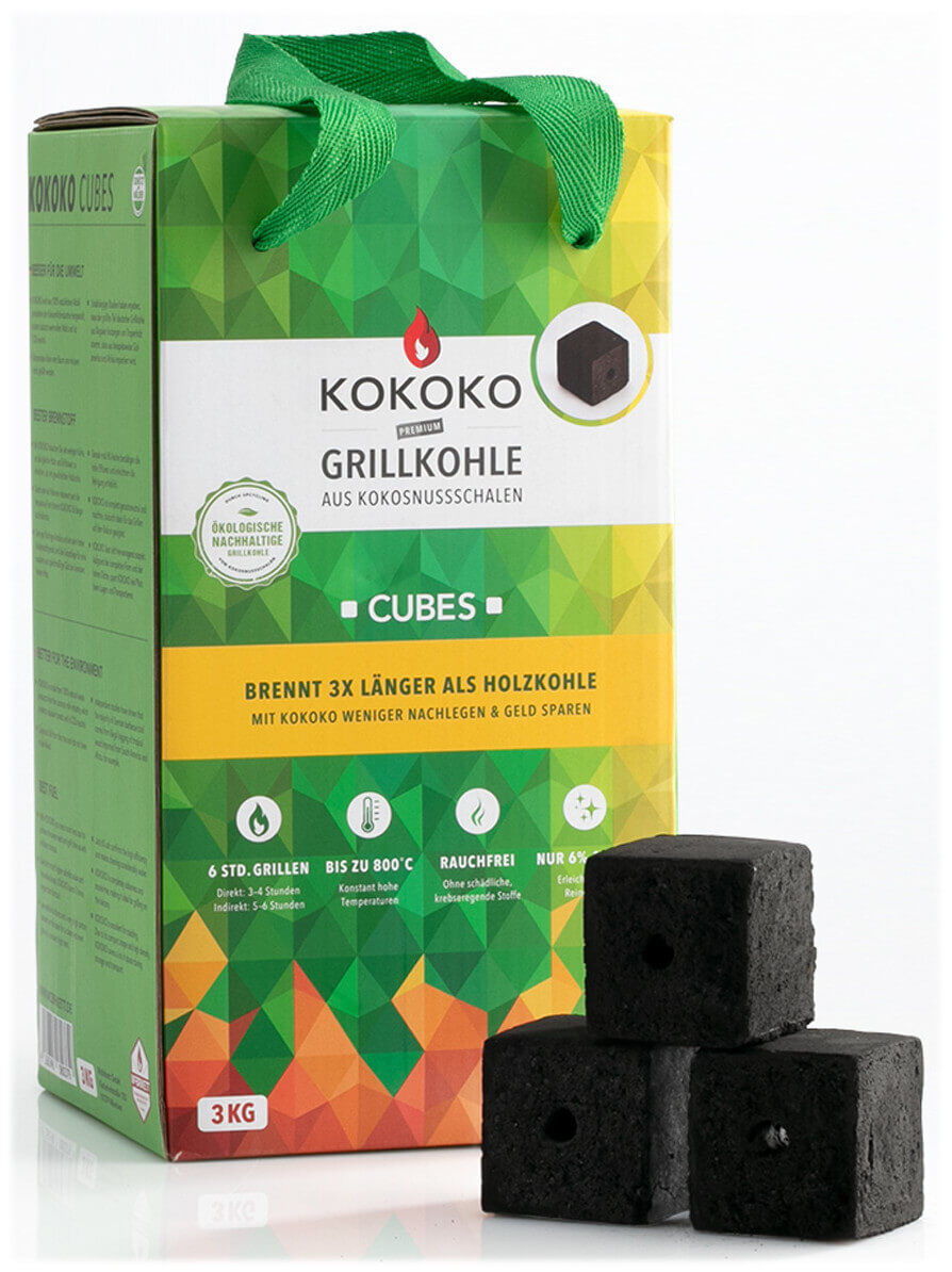 3KG KOKOKO CUBES für Cobb Holzkohlegrill & Minion-Ring & Dutch Oven von McBrikett