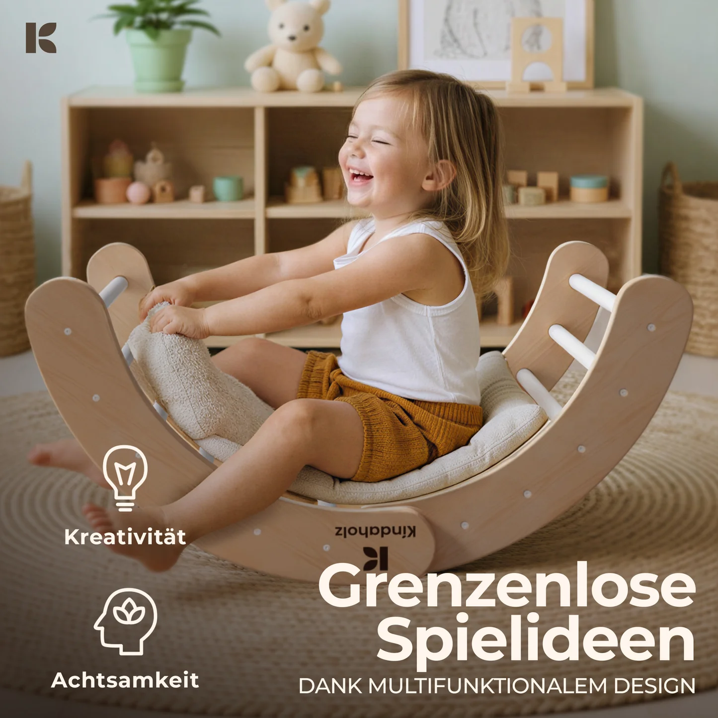 Kindaholz NINA Kletterbogen Weiß Indoor Kletterbogen aus FSC Holz von Kindaholz
