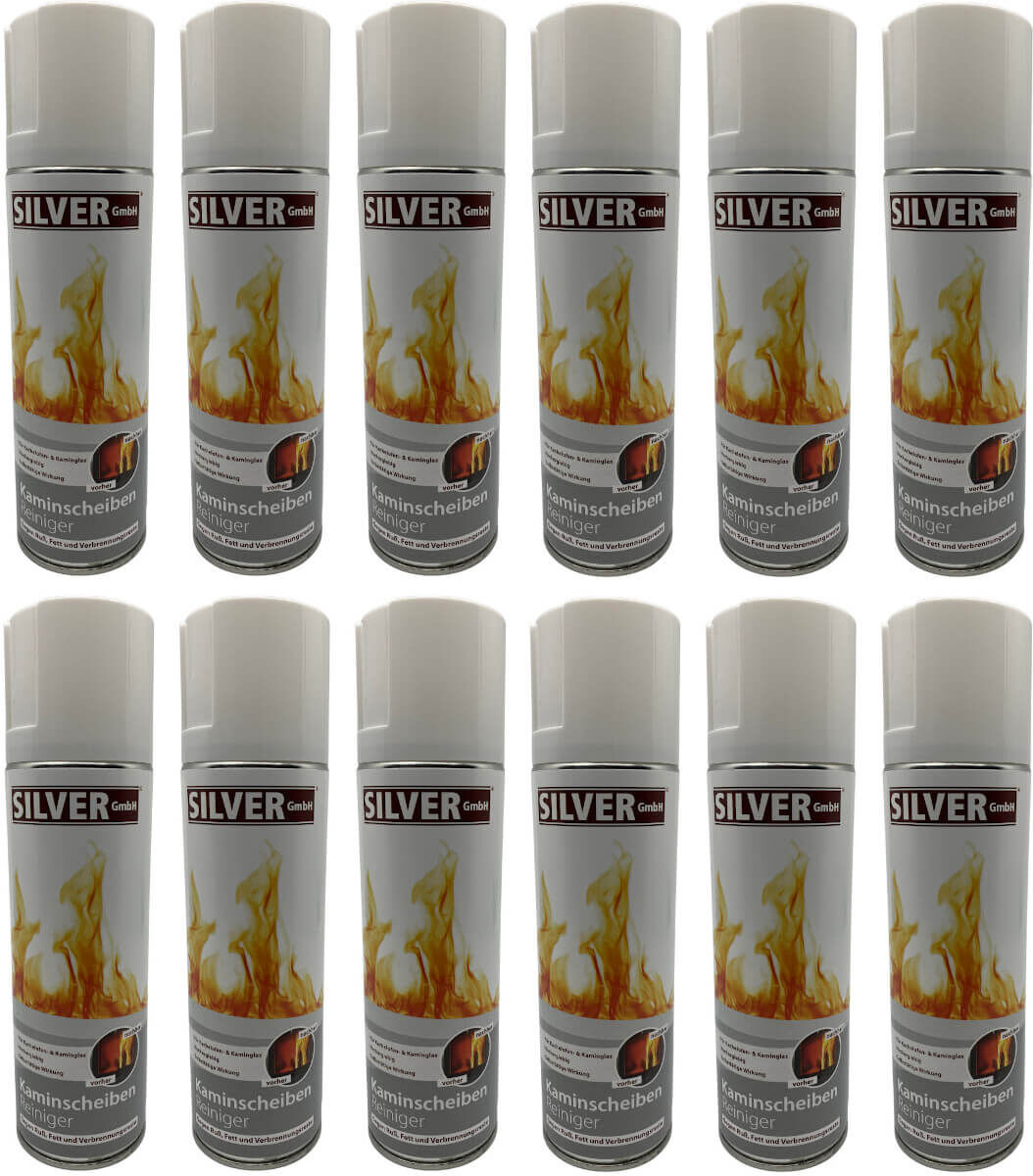 12x 300ml SILVER GmbH Kaminscheiben Reiniger | Aktivschaum | Kaminglas | Ofenglas | Made in Germany von SILVER GmbH