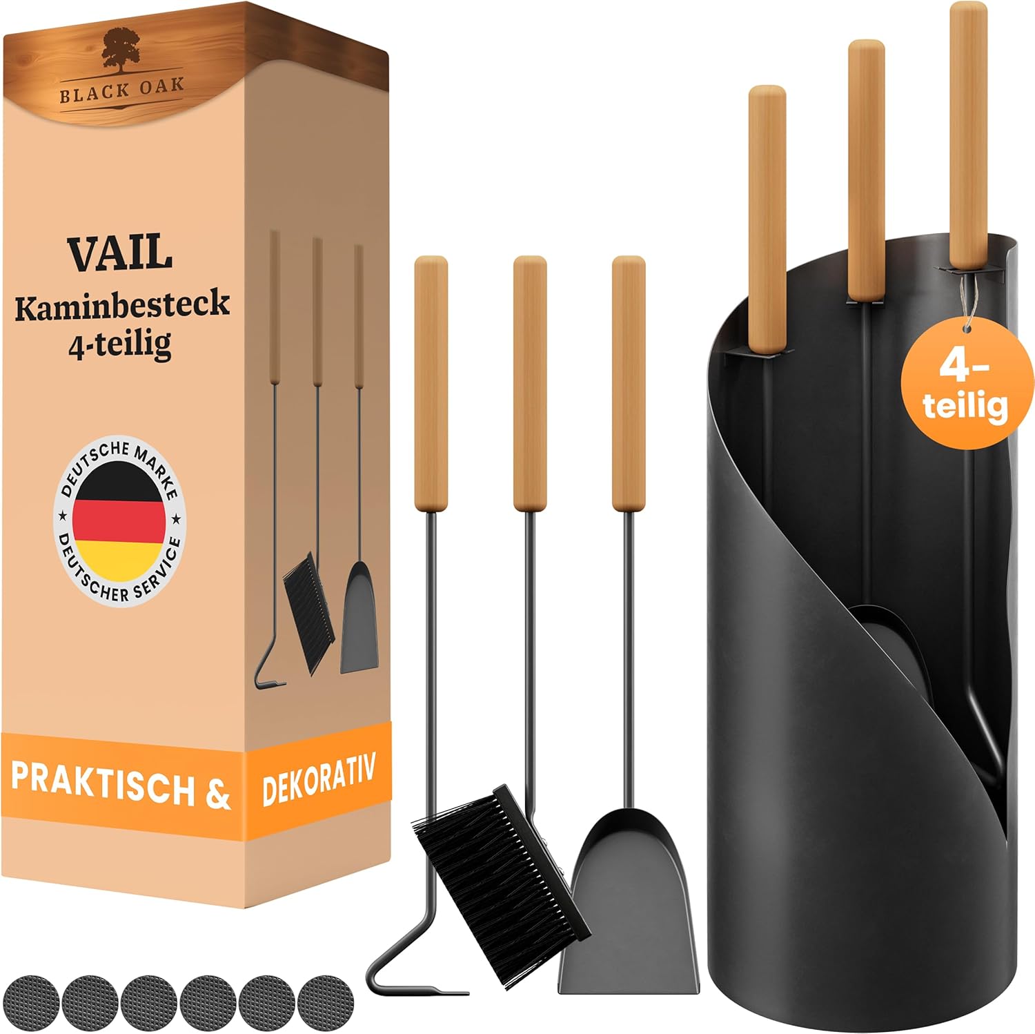 BLACK OAK Kaminbesteck Vail 4-teilig mit Holzgriff von BLACK OAK