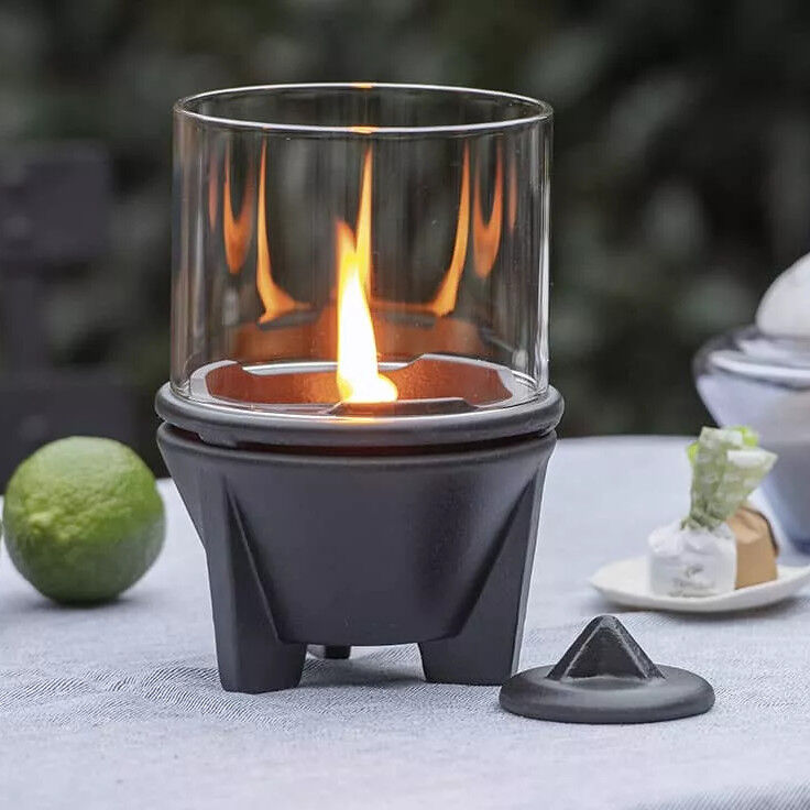 DENK Keramik Schmelzfeuer Indoor CeraLava mit Windglas-Aufsatz ~ SFCI+WLA von DENK Keramik