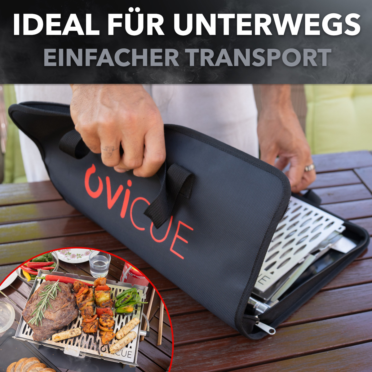 Ovicue L Kompaktgrill mit 3,5 kW Leistung & Profill 0.5 Aluminium-Propanflasche - Flexibles und nachhaltiges Grillvergnügen für unterwegs von Ovibell