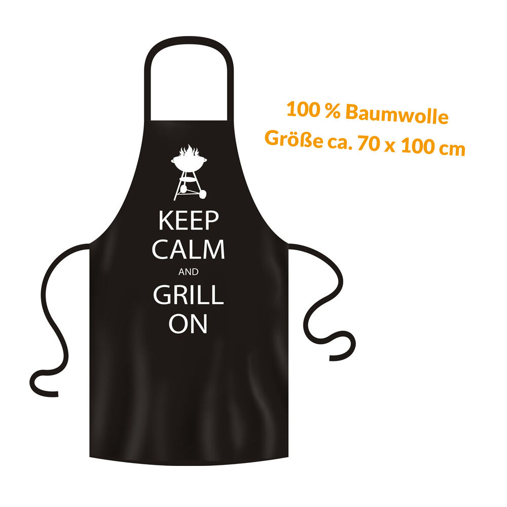 Grillschürze - Küchenschürze - Kochschürze ~ KEEP CALM AND GRILL ON ~ (2964) von RAHMENLOS®