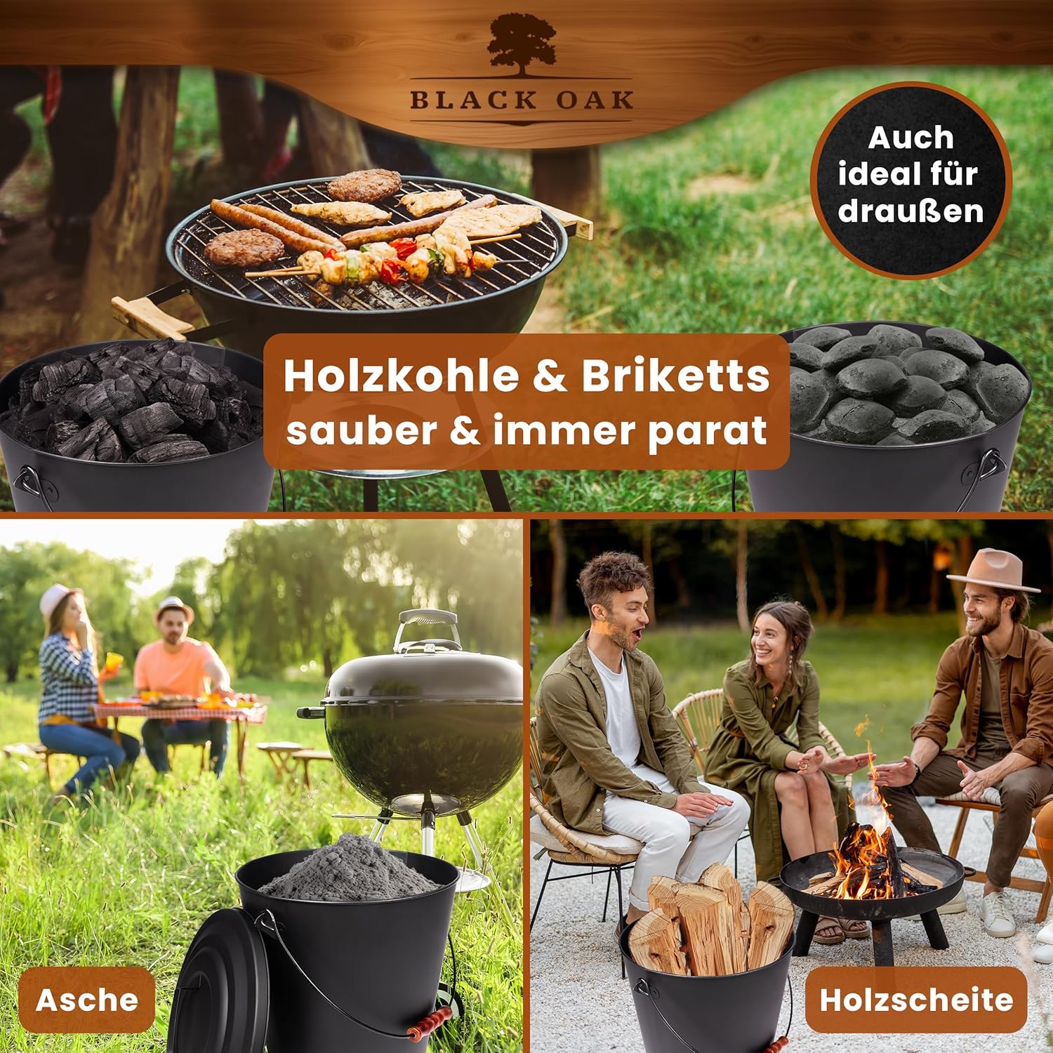 BLACK OAK Asche & Kohle Eimer Santorini 25 Liter von BLACK OAK