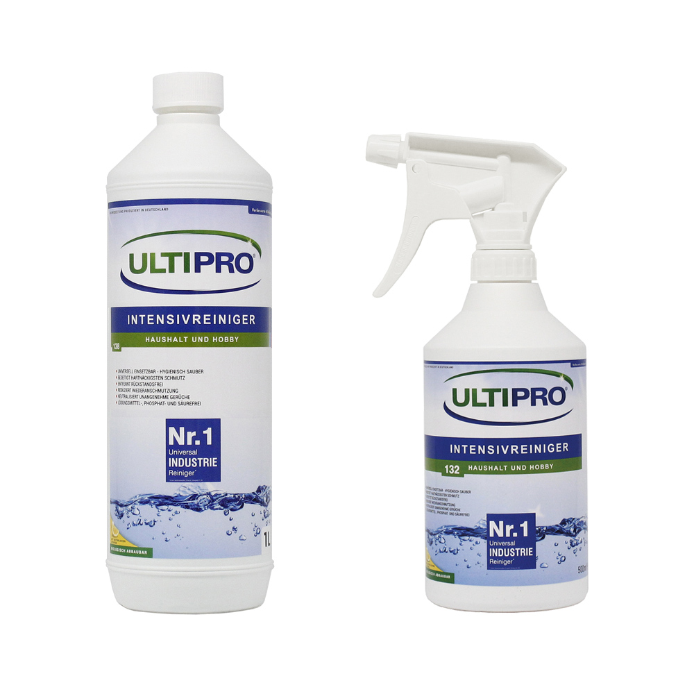 1x 0,5 Liter + 1 Liter ULTIPRO Nachfüllflasche Intensivreiniger für Haushalt & Hobby & Camping & Gewerbe | biologisch abbaubarer von ULTIPRO