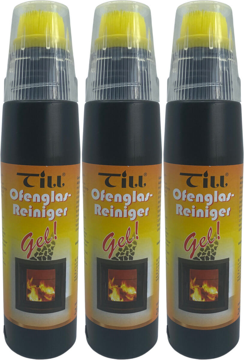 3x TILL Ofenglasreiniger Gel | Kaminglasreiniger | Spezialreiniger inkl. Bürste je 200ml von Till