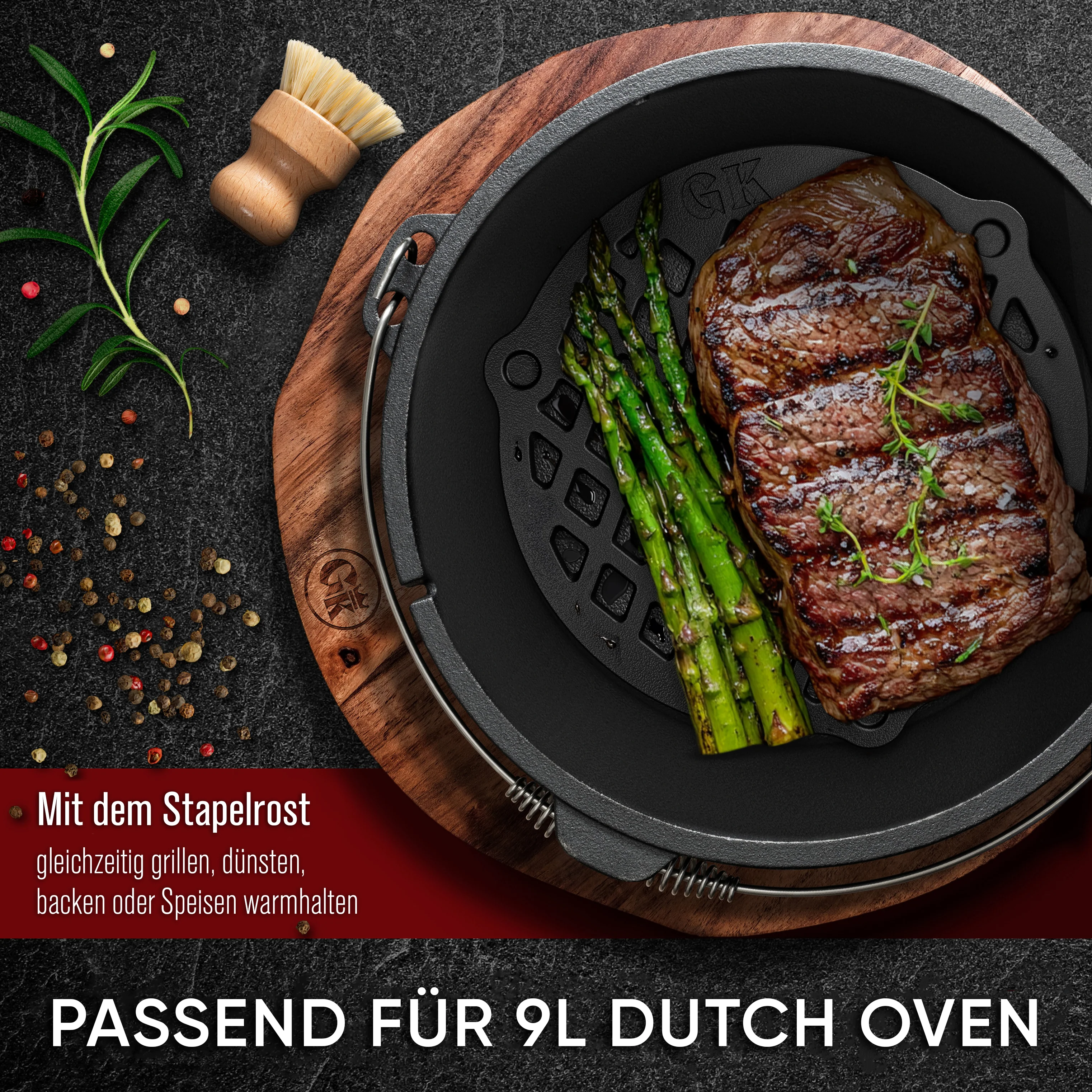 GUSSKÖNIG Gusseisen Stapelrost für Dutch Oven 9 Liter Ø 24cm von GUSSKÖNIG
