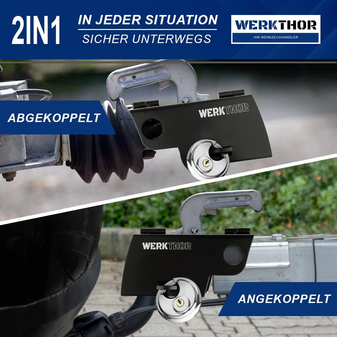 WERKTHOR Anhängerschloss | Kastenschloss | Diebstahlschutz | Schwarz mit Schlüssel Schloß von WERKTHOR