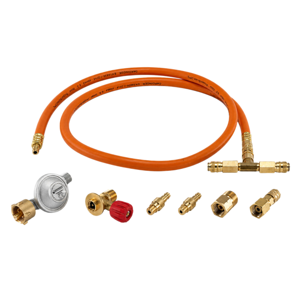 Anschlussset für BURNHARD JONES 2-Brenner & SKOTTI MAX - 1,3m Adapterschlauch mit Schnellkupplung von HUW24