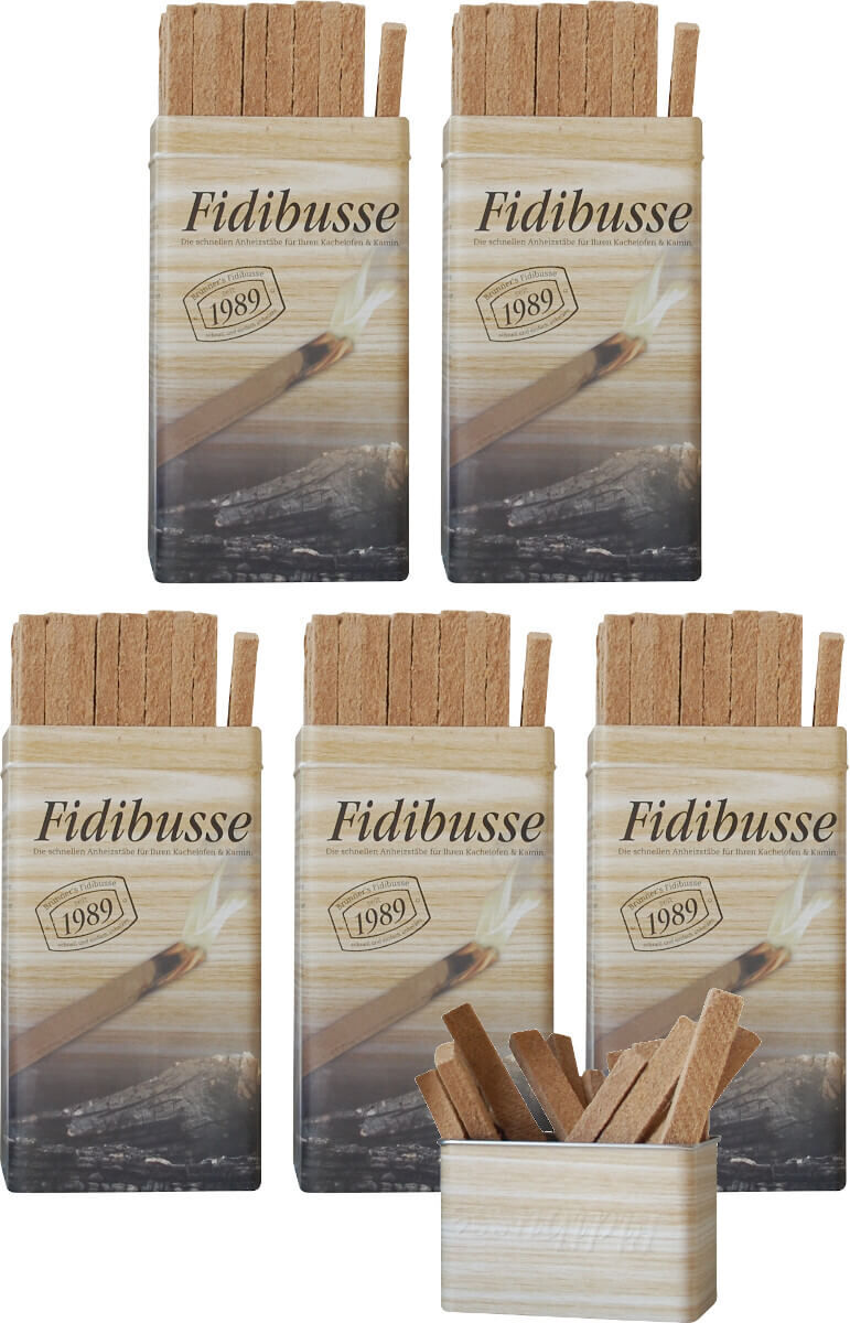 5x Brunner Fidibusse in nostalgischer Blechdose ~ 250 Anzünder von Brunner
