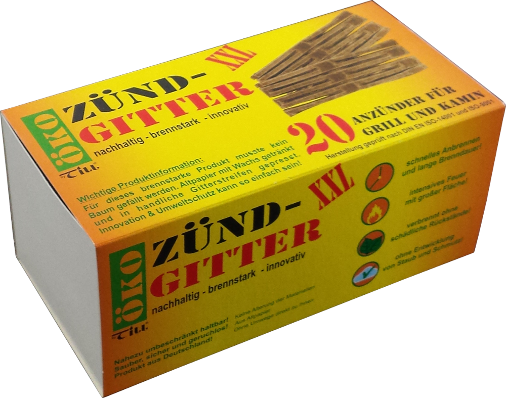 20 Zündgitter Feueranzünder für Grill & Kamin ~ Umweltfreundlich aus recyceltem Altpapier und Wachs von Till