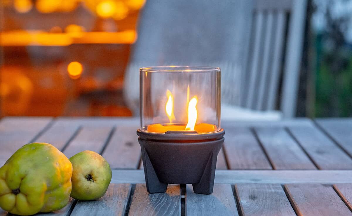 DENK Keramik Schmelzfeuer Indoor CeraLava mit Windglas-Aufsatz ~ SFCI+WLA von DENK Keramik