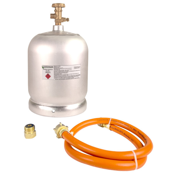 PROFILL Aluminium Gasflasche 2 kg leer und selbst befüllbar für Propan und Butan inkl. Umfüllschlauch und Adapter von HUW24