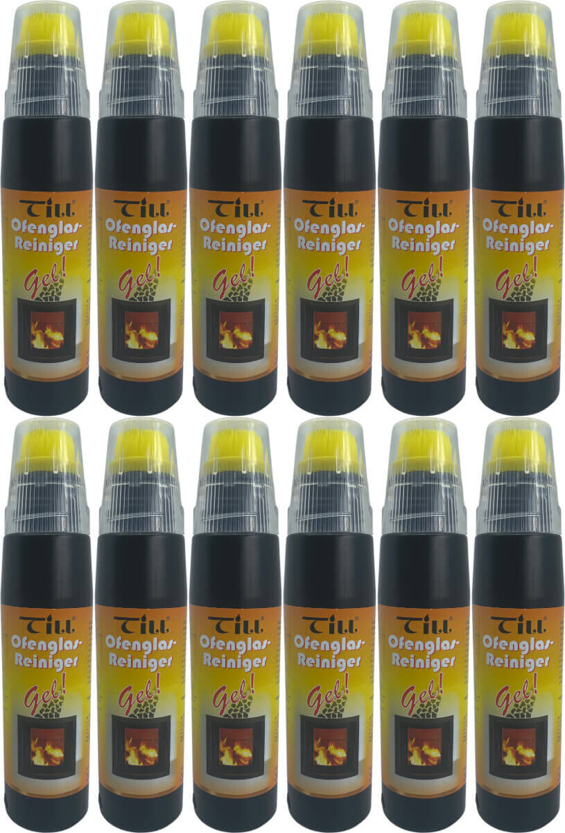 12x TILL Ofenglasreiniger Gel | Kaminglasreiniger | Spezialreiniger inkl. Bürste je 200ml von Till