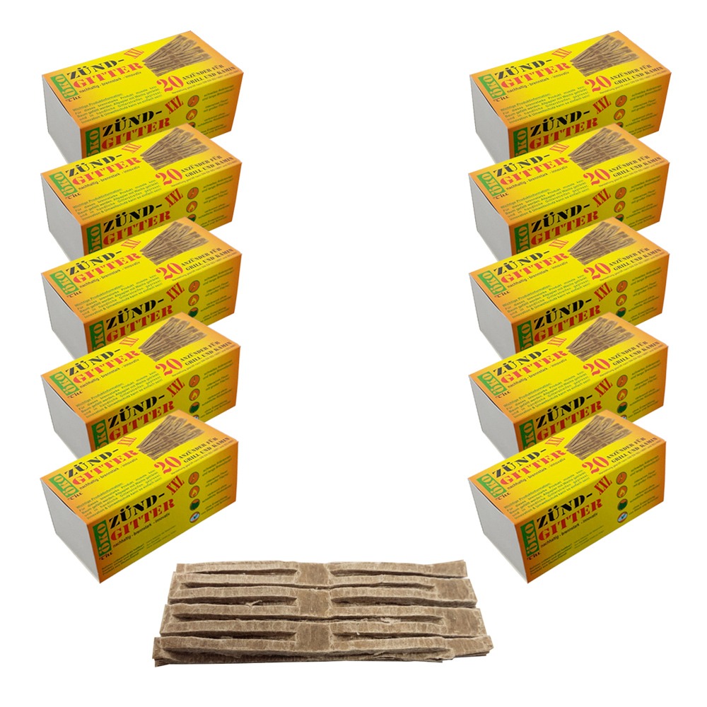 200 Zündgitter Feueranzünder für Grill & Kamin ~ Umweltfreundlich aus recyceltem Altpapier und Wachs von Till