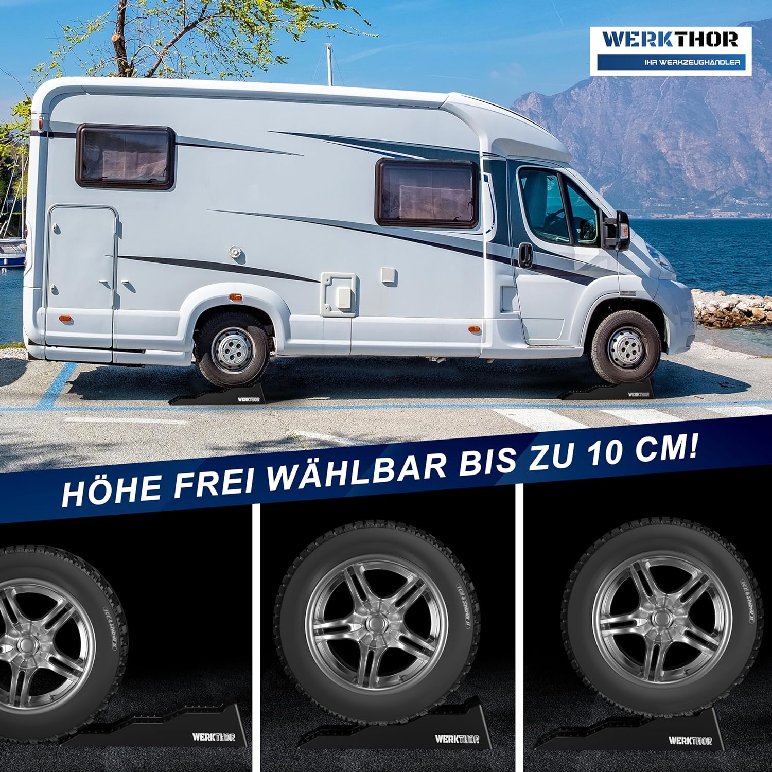 WERKTHOR Auffahrkeile 2er Set Schwarz mit Tasche | Wohnmobil & Wohnwagen & VAN von WERKTHOR