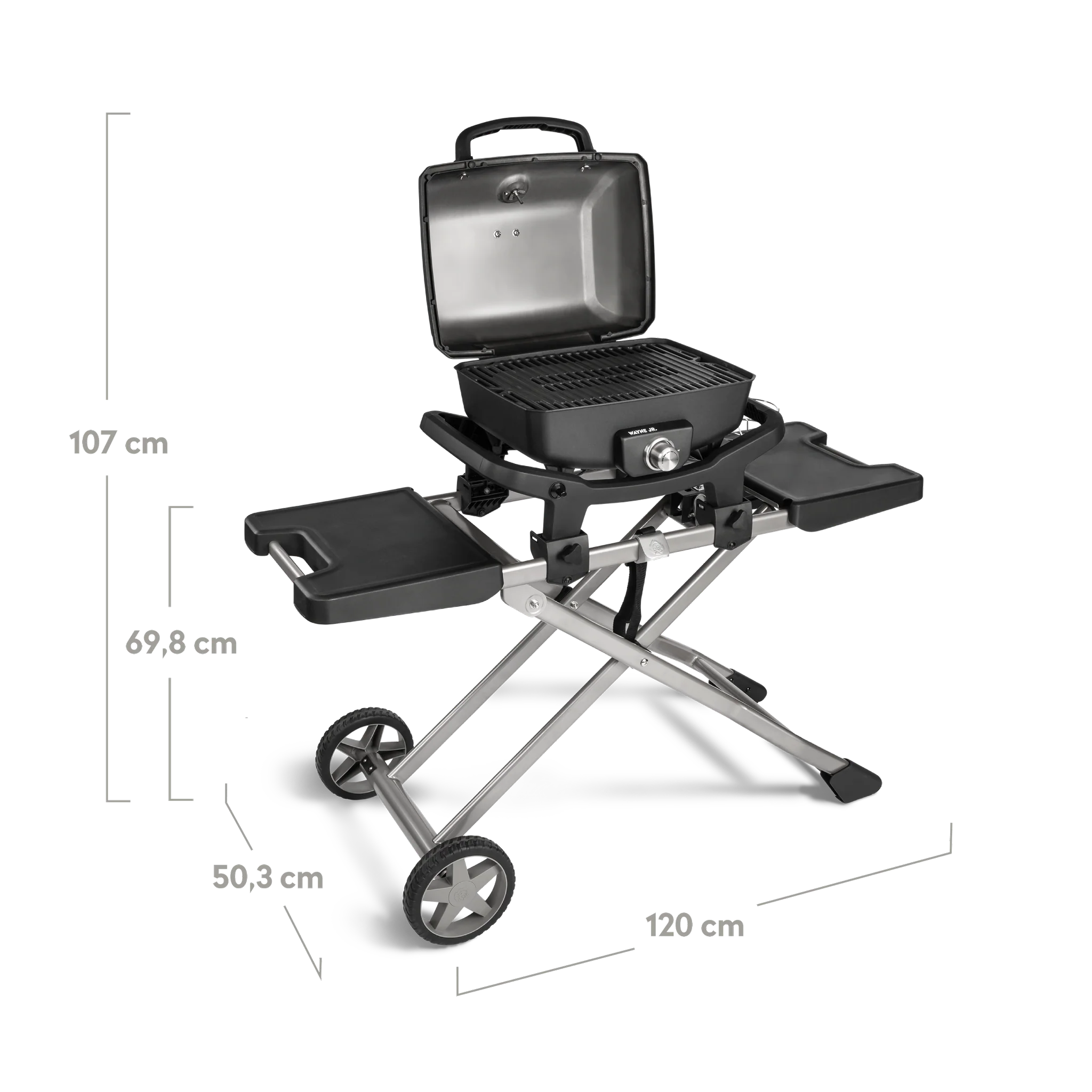 BURNHARD WAYNE Jr. Balkongrill 1-Brenner inkl. Rollwagen im BBQ Set von BURNHARD
