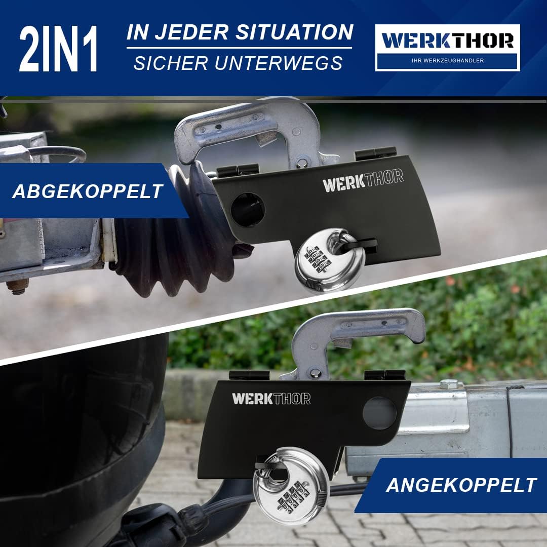 WERKTHOR Anhängerschloss | Kastenschloss | Diebstahlschutz | Schwarz mit Kombi-Schloss von WERKTHOR