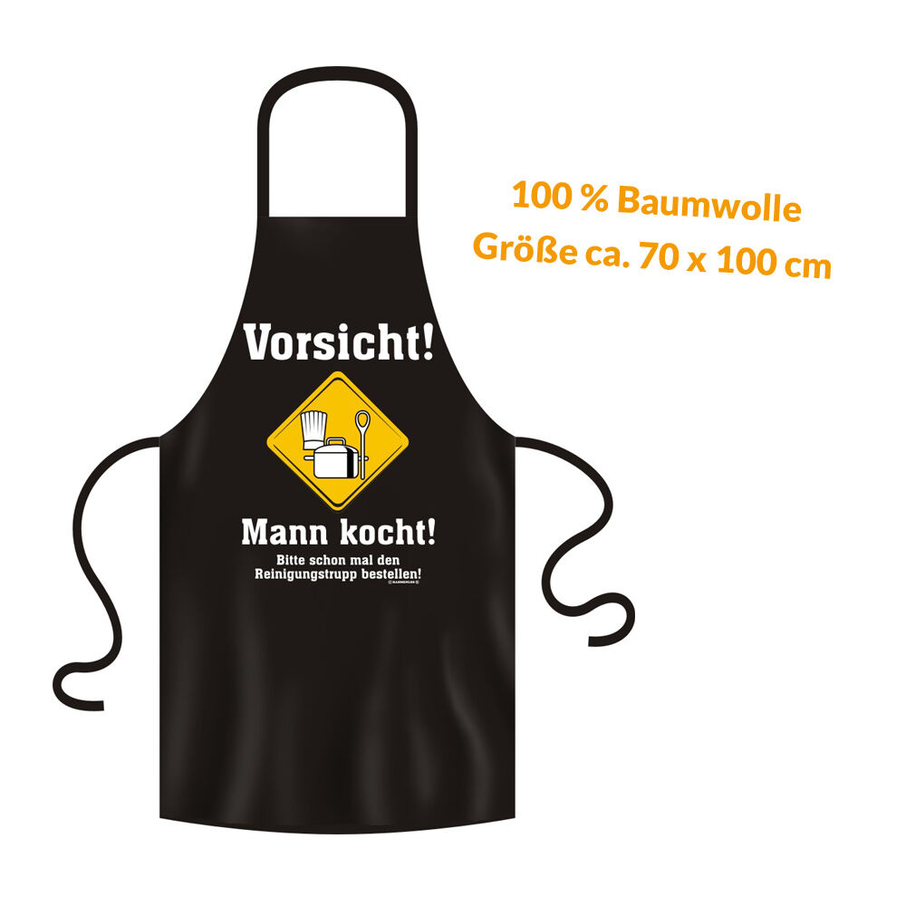 Grillschürze - Küchenschürze - Kochschürze ~ Vorsicht! Mann kocht! ~ (2929) von RAHMENLOS®