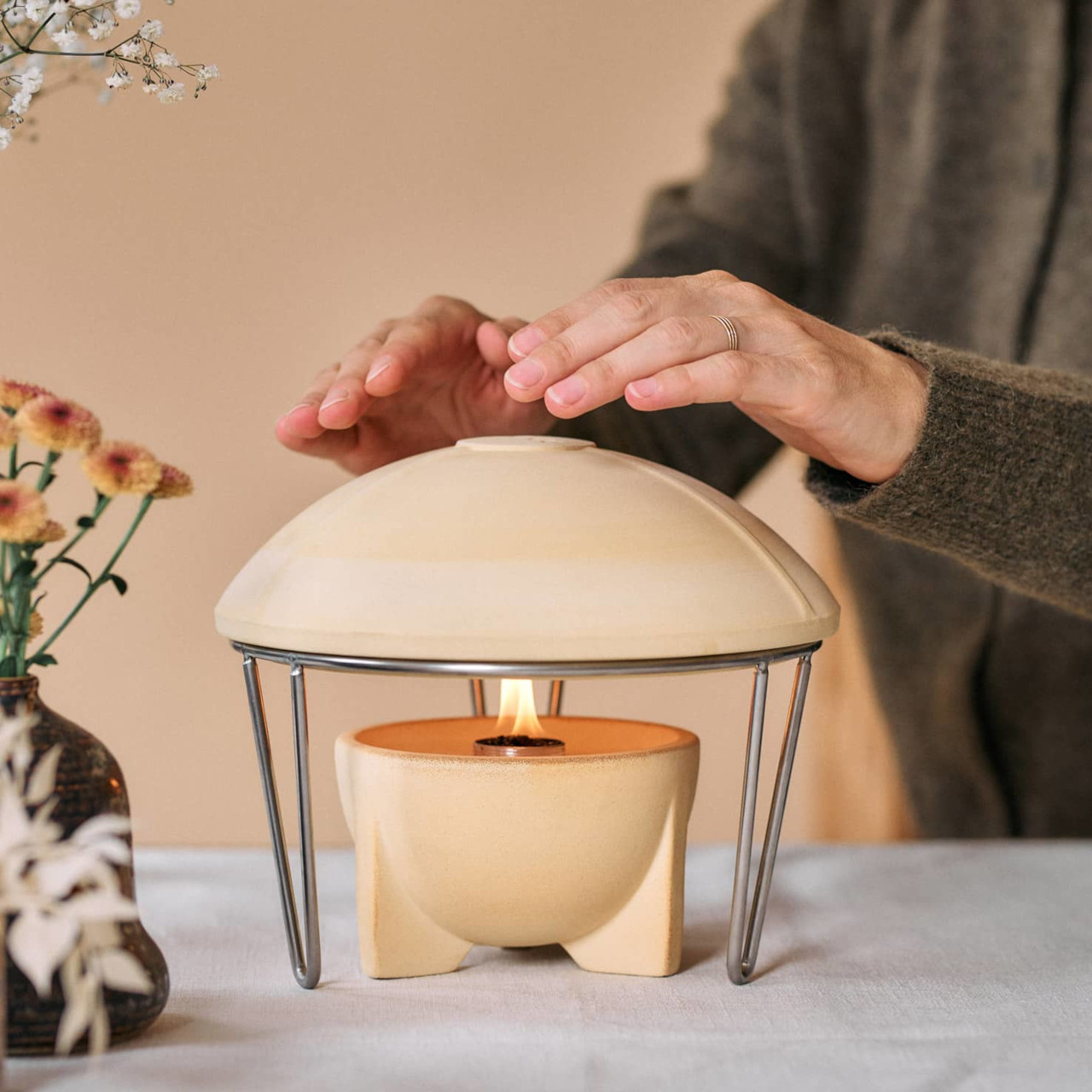 DENK Keramik Schmelzfeuer® Indoor CeraNatur® mit Wärmehaube natur ~ SFDI+WHNA von DENK Keramik