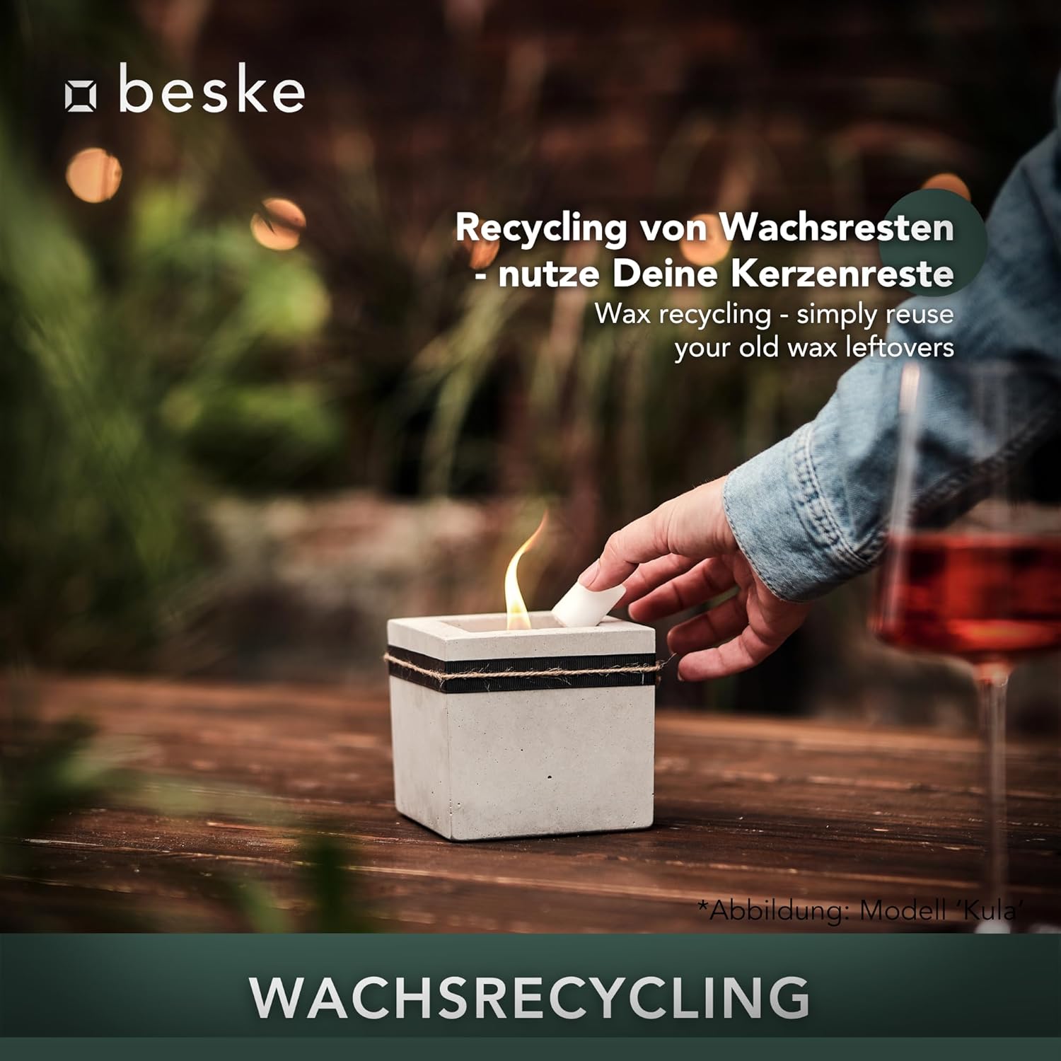 BESKE Betonfeuer Pico Outdoor 10x10x10 inkl. Löschbrett - 100% HANDARBEIT Made in Germany von