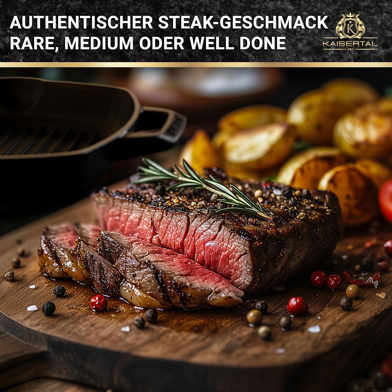 KAISERTAL Emaillierte Gusseisen Grillpfanne  26 cm - Quadratisch mit Doppelgriff von KAISERTAL