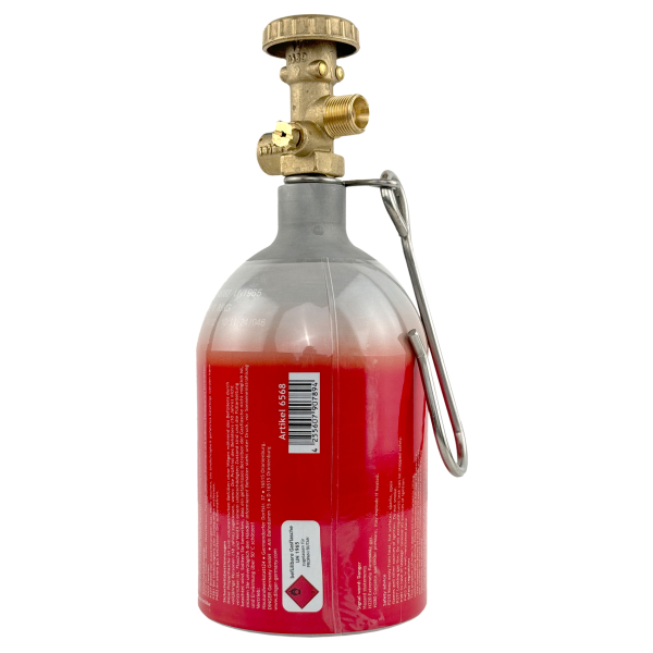 WELDINGER befüllbare Aluminium-Propanflasche Profill 0.5 inkl. Umfüllschlauch, Schnellkupplungen und Haken zum Einhängen von HUW24
