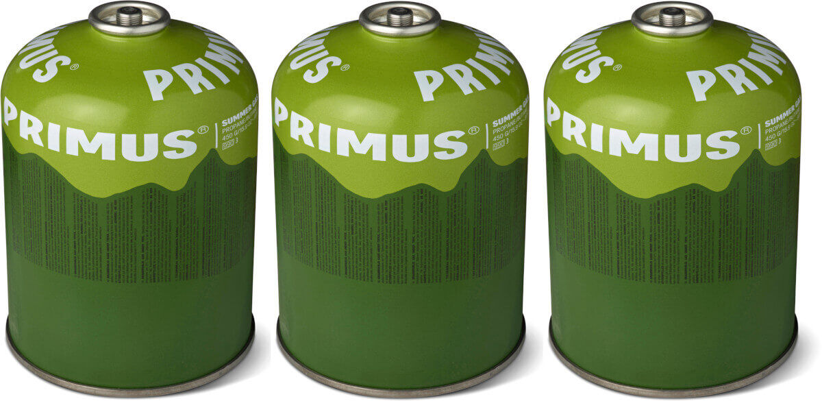 3x PRIMUS Summer Gas Ventilgaskartusche mit selbstschließendem Ventil - 450g (PGS450) von Primus