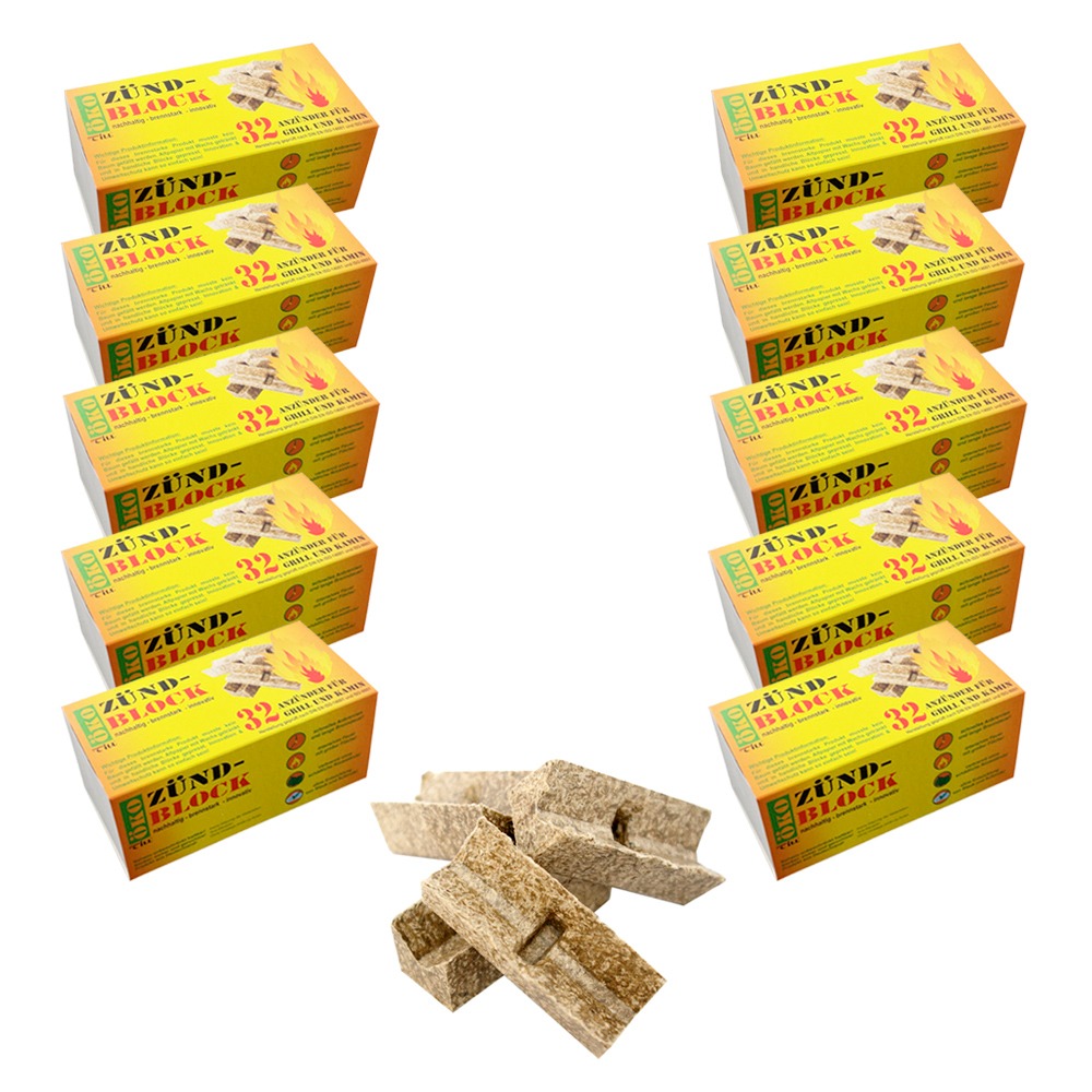 320x Zündblock Feueranzünder für Grill & Kamin ~ Umweltfreundlich aus recyceltem Altpapier und Wachs von Till