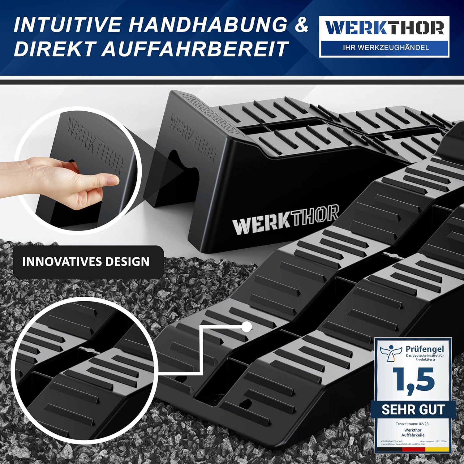 WERKTHOR Auffahrkeile 2er Set Schwarz mit Tasche | Wohnmobil & Wohnwagen & VAN von WERKTHOR