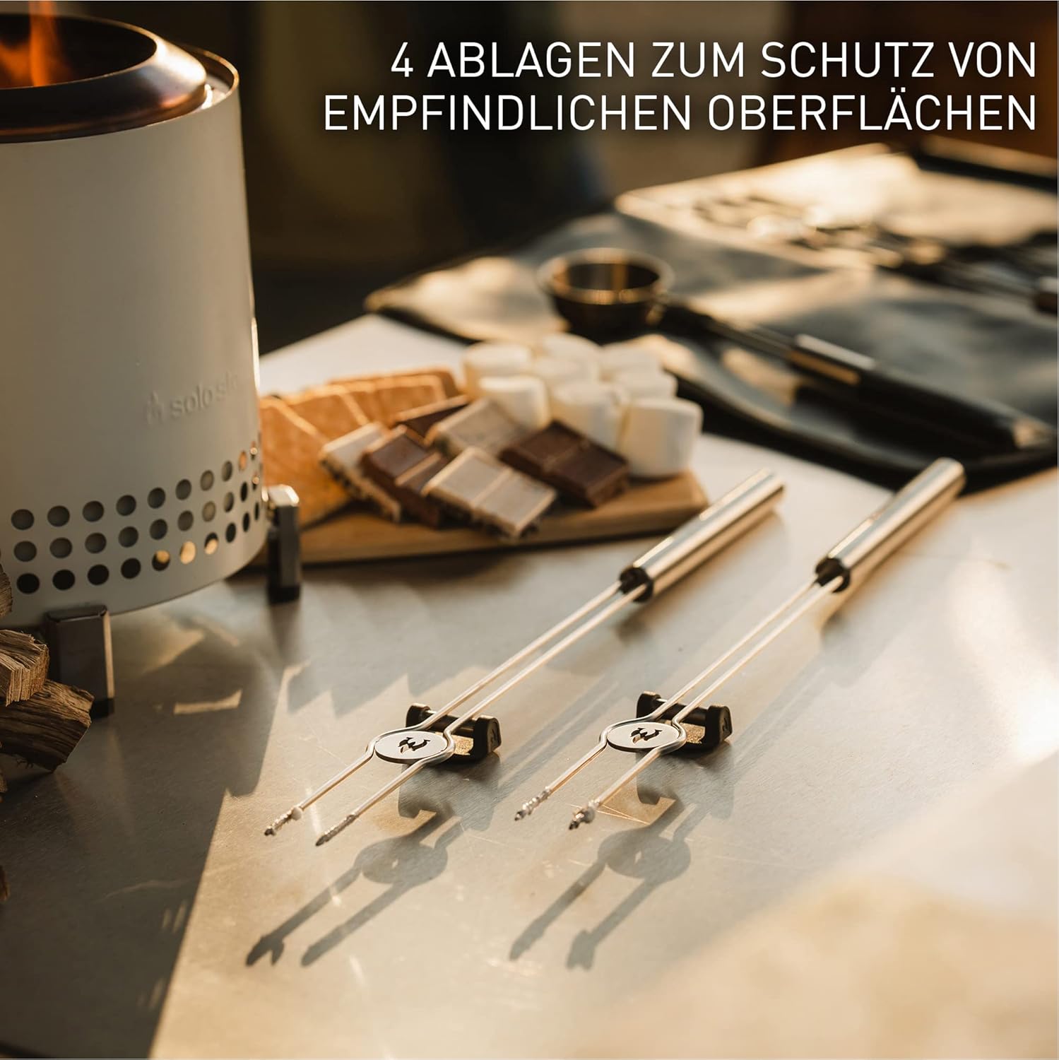 Solo Stove Mesa XL Accessorie-Set | Inkl. 4 Mini-Röstspieße aus Edelstahl + Ablagen, Pellet Schaufel, Mesa XL Deckel, Aufbewahrungsetui von Solo Stove