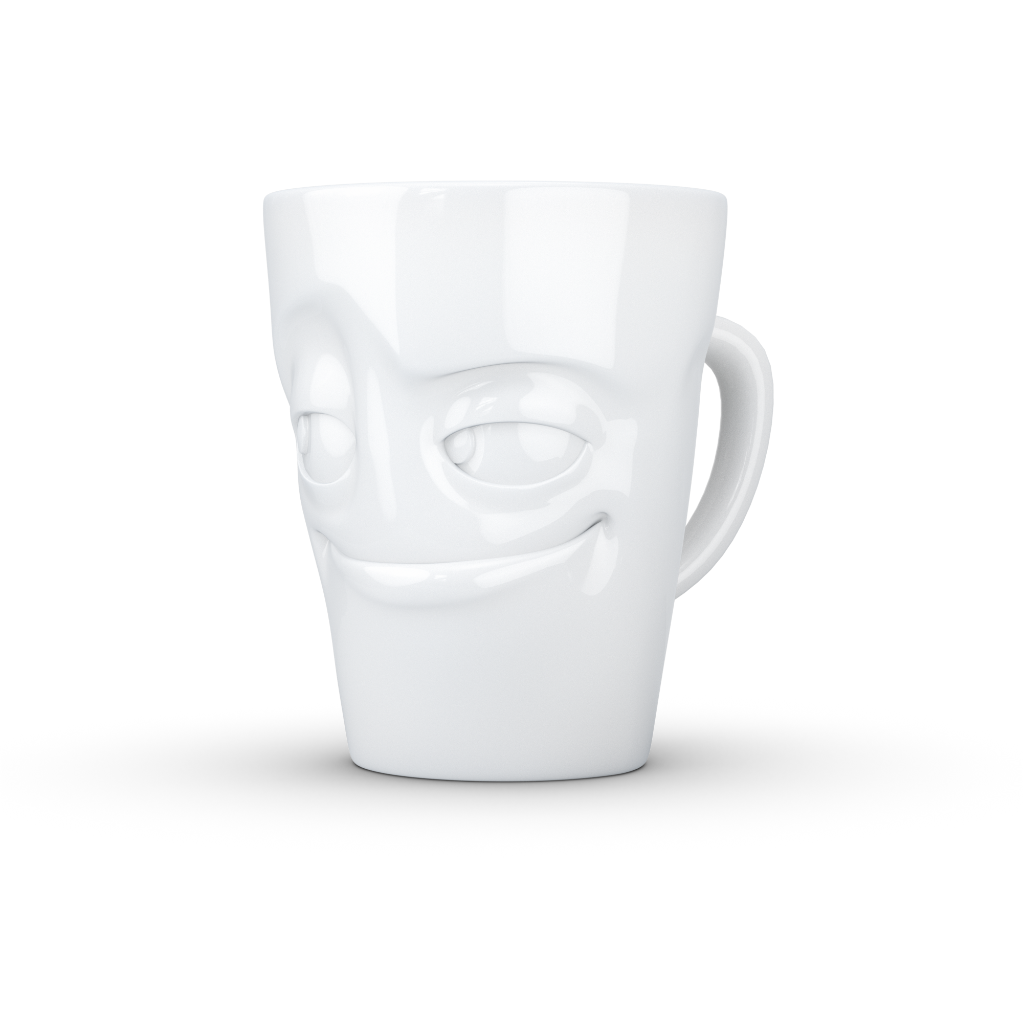 58products | Henkelbecher Verschmitzt weiß 350 ml ideal für Milchkaffee + Kaffee + Tee + Kakao | Made in Germany von 58products