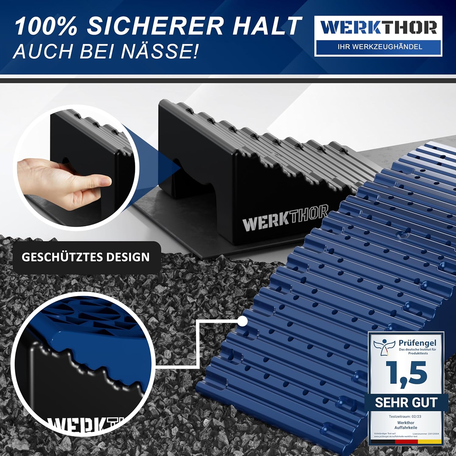 WERKTHOR Auffahrkeile 2er Set Blau / Schwarz | Wohnmobil & Wohnwagen & VAN & Anhänger von WERKTHOR