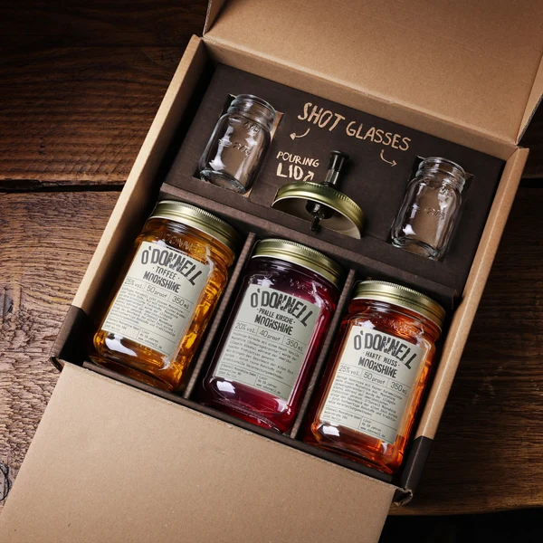 O'Donnell Moonshine Geschenkbox mit Harte Nuss + Pralle Kirsche + Toffee - 3 × 350 ml von O'Donnell