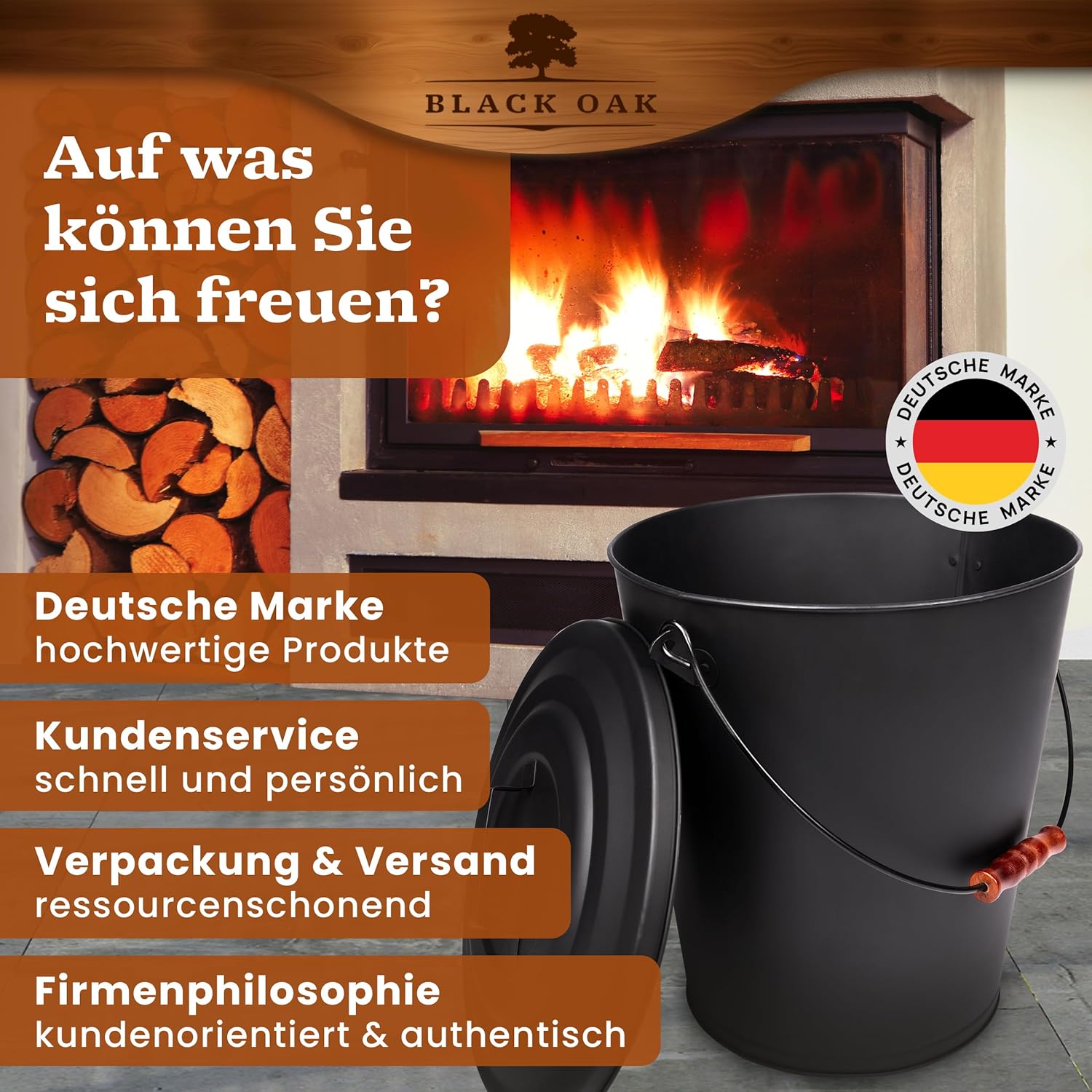 BLACK OAK Asche & Kohle Eimer Santorini 25 Liter von BLACK OAK