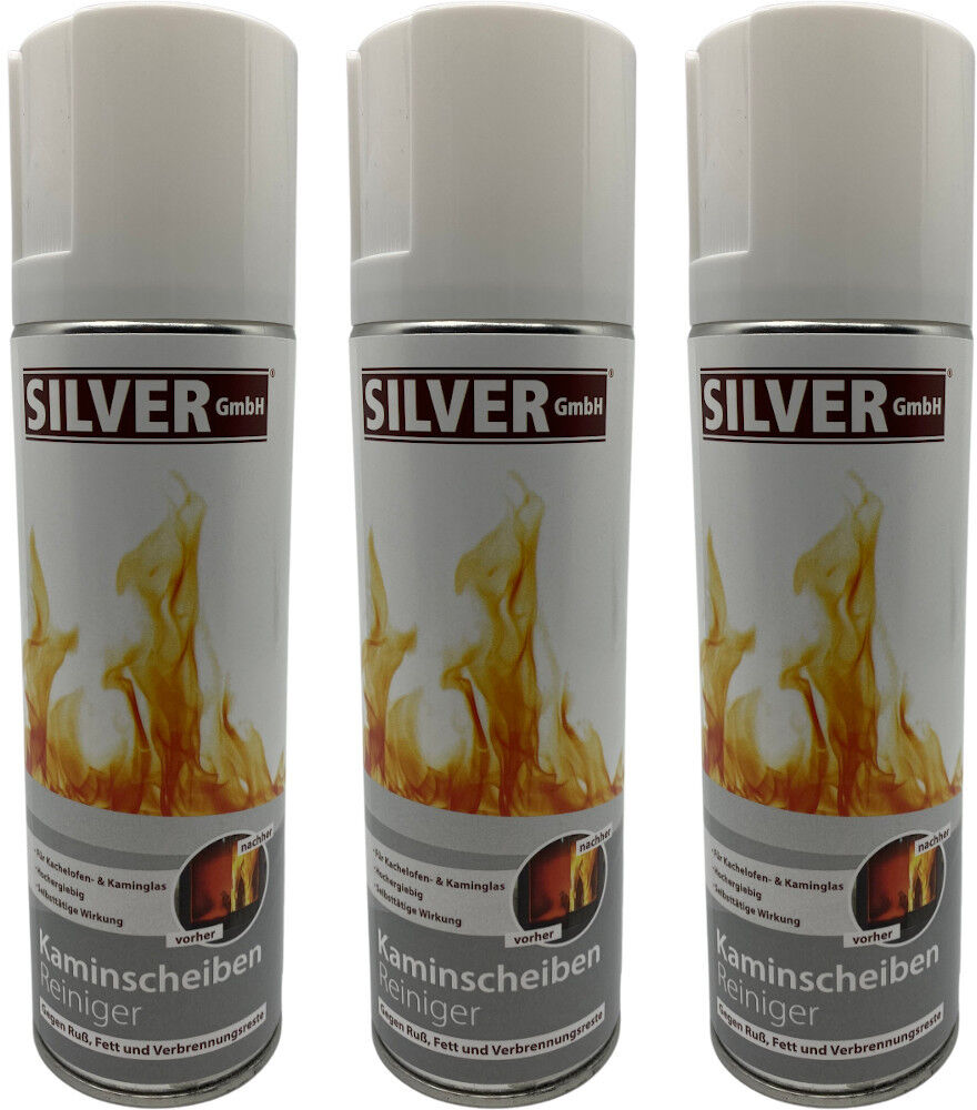 3x 300ml SILVER GmbH Kaminscheiben Reiniger | Aktivschaum | Kaminglas | Ofenglas | Made in Germany von SILVER GmbH