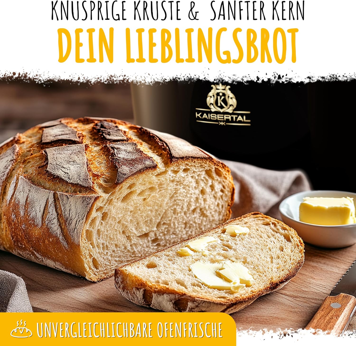 KAISERTAL Emailliert Gusseisen Brotbackform mit Deckel 26cm - inkl. Gärkorb von KAISERTAL