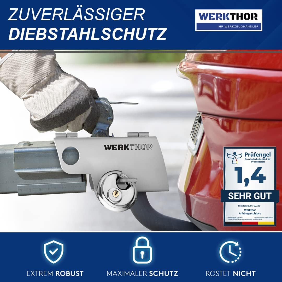 WERKTHOR Anhängerschloss | Kastenschloss | Diebstahlschutz | Silber mit Schlüssel Schloß von WERKTHOR