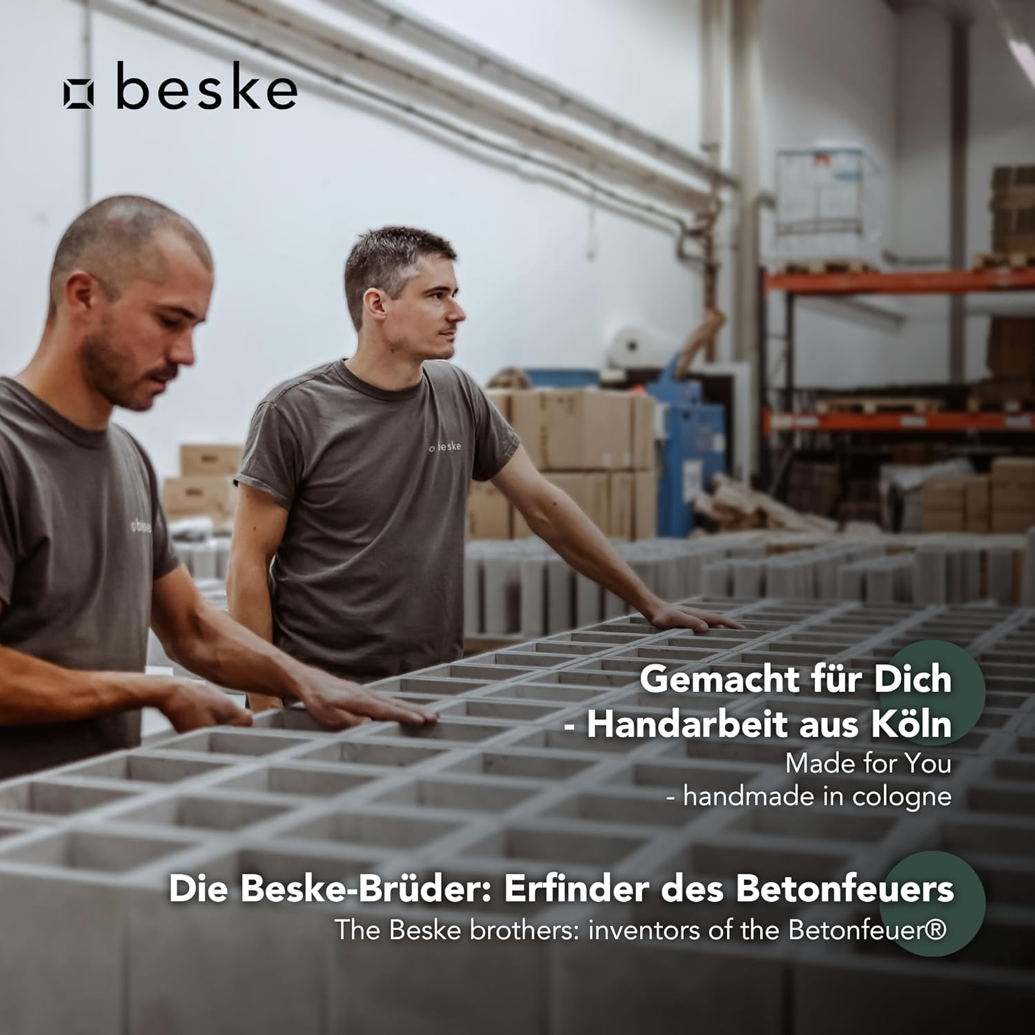 BESKE Betonfeuer Kula Outdoor 20x20x11cm inkl. Löschbrett - HANDARBEIT Made in Germany von Beske-Manufaktur