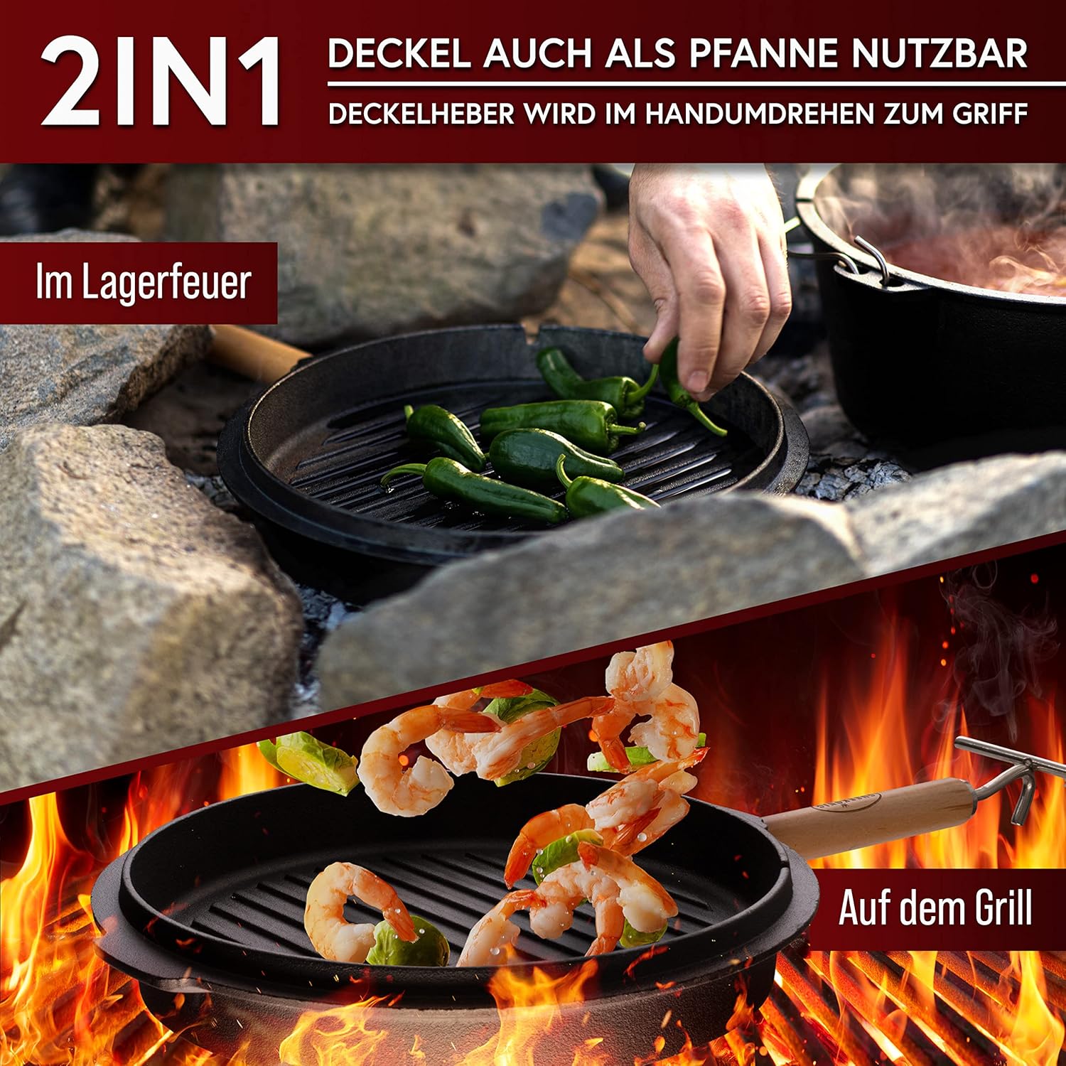 GUSSKÖNIG Dutch Oven Set 13-teilig - bereits eingebranntes Gusseisen Topf Set  von GUSSKÖNIG