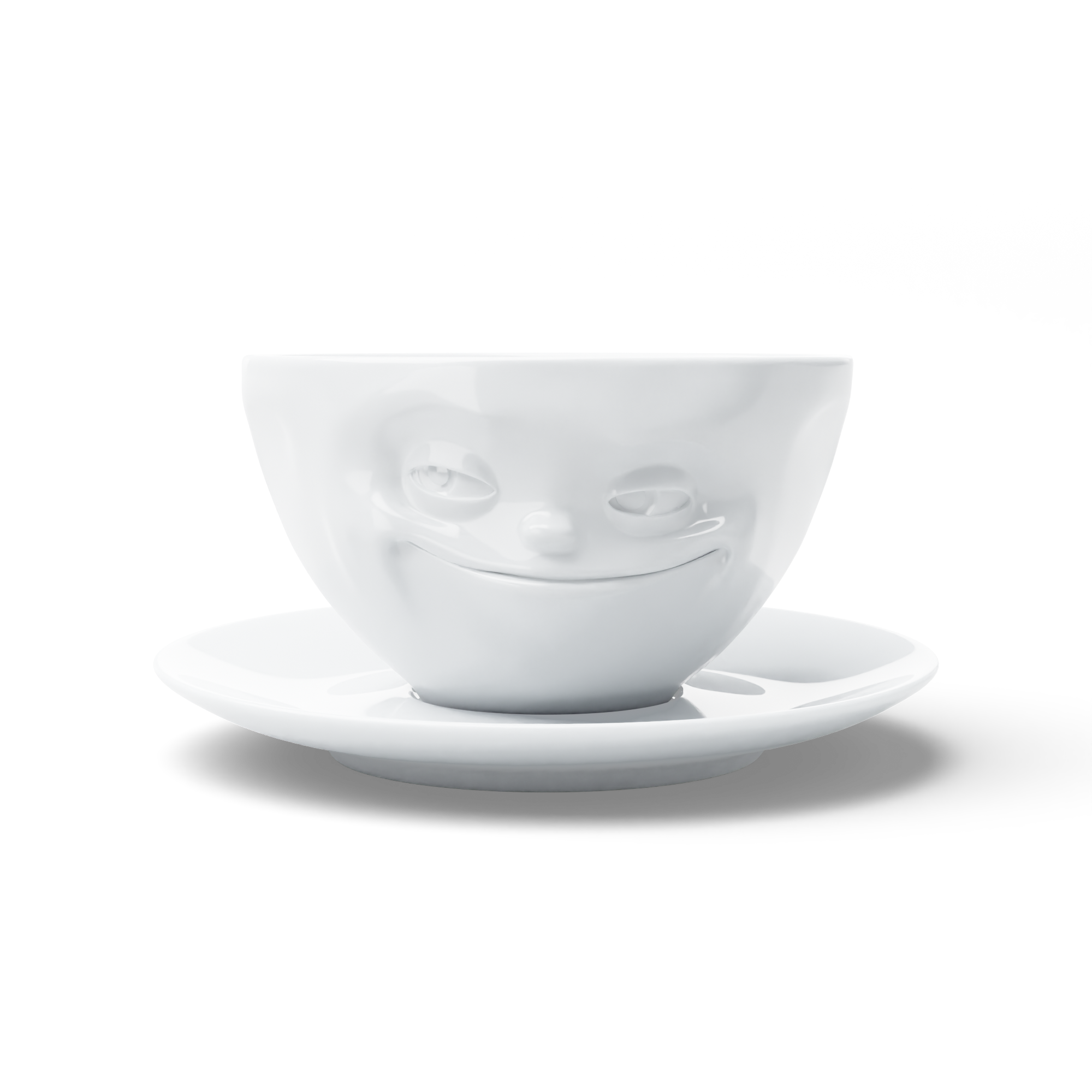 58products | Kaffeetasse Grinsend weiß 200 ml ideal für Kaffee + Tee + Kakao | Made in Germany von 58products