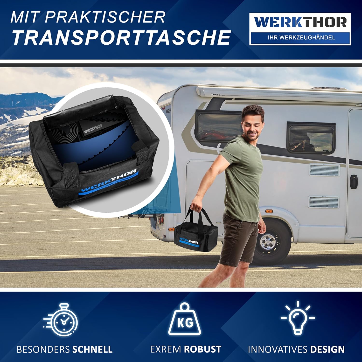 WERKTHOR Auffahrkeile 2er Set Blau / Schwarz | Wohnmobil & Wohnwagen & VAN & Anhänger von WERKTHOR