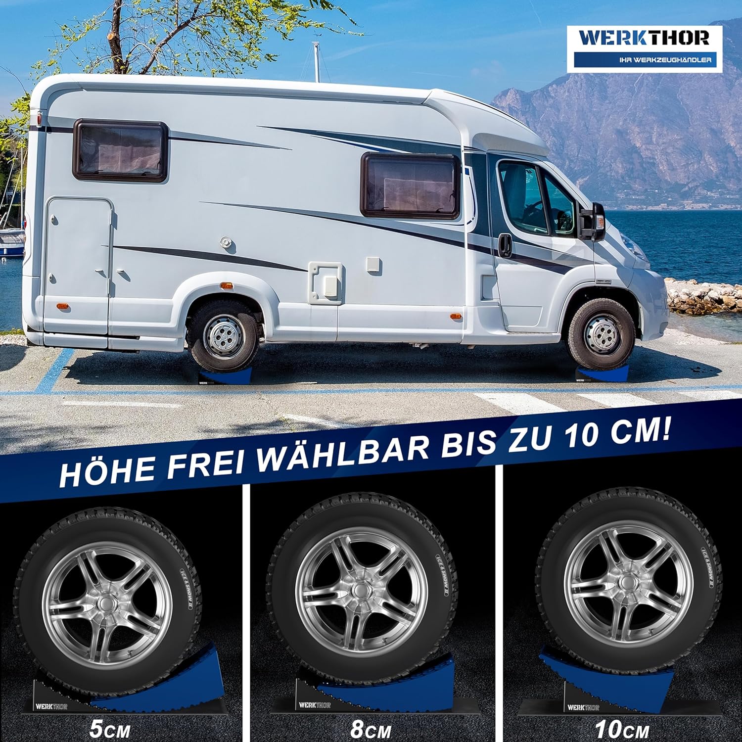 WERKTHOR Auffahrkeile 2er Set Blau / Schwarz | Wohnmobil & Wohnwagen & VAN & Anhänger von WERKTHOR
