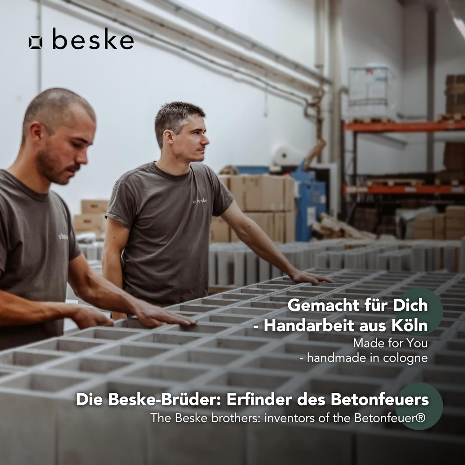 BESKE Betonfeuer Pico Outdoor 10x10x10 inkl. Löschbrett - 100% HANDARBEIT Made in Germany von