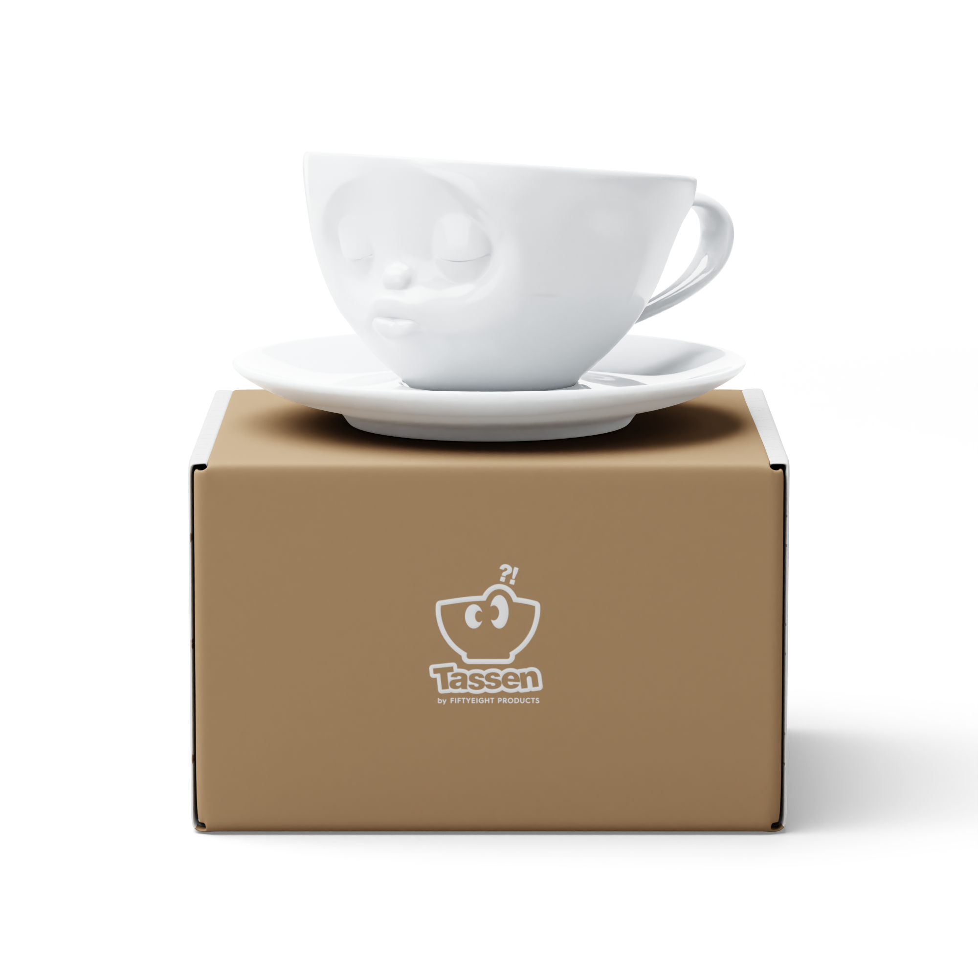 58products | Kaffeetasse Küssend weiß 200 ml ideal für Kaffee + Tee + Kakao | Made in Germany von 58products