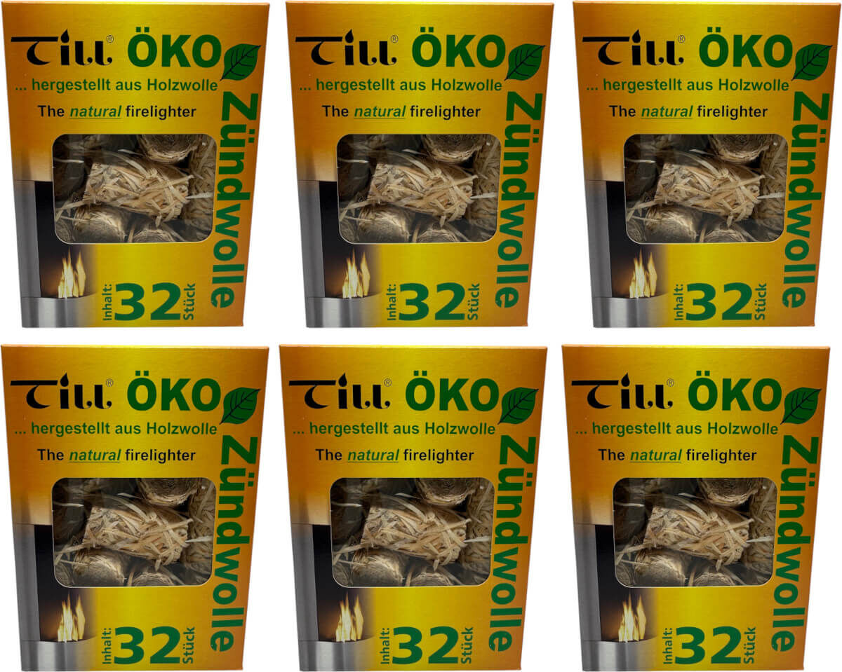 6x Till Öko Zündwolle | Grillanzünder | Ofennzünder | Kaminanzünder | 192 Anzünder von Till