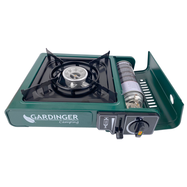 GARDINGER Camp Allgas Gaskocher mit Adapterschlauch, Piezozündung und Transportkoffer von HUW24