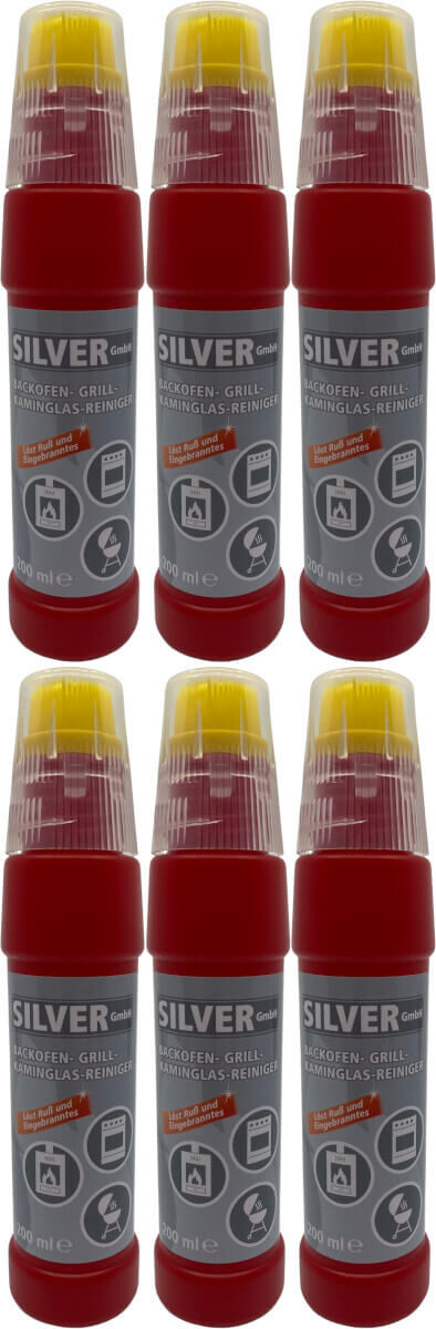 6x Spezial SILVER Gel Backofen-, Grill- und Kaminglasreiniger inkl. integrierter Bürste je 200ml von SILVER GmbH