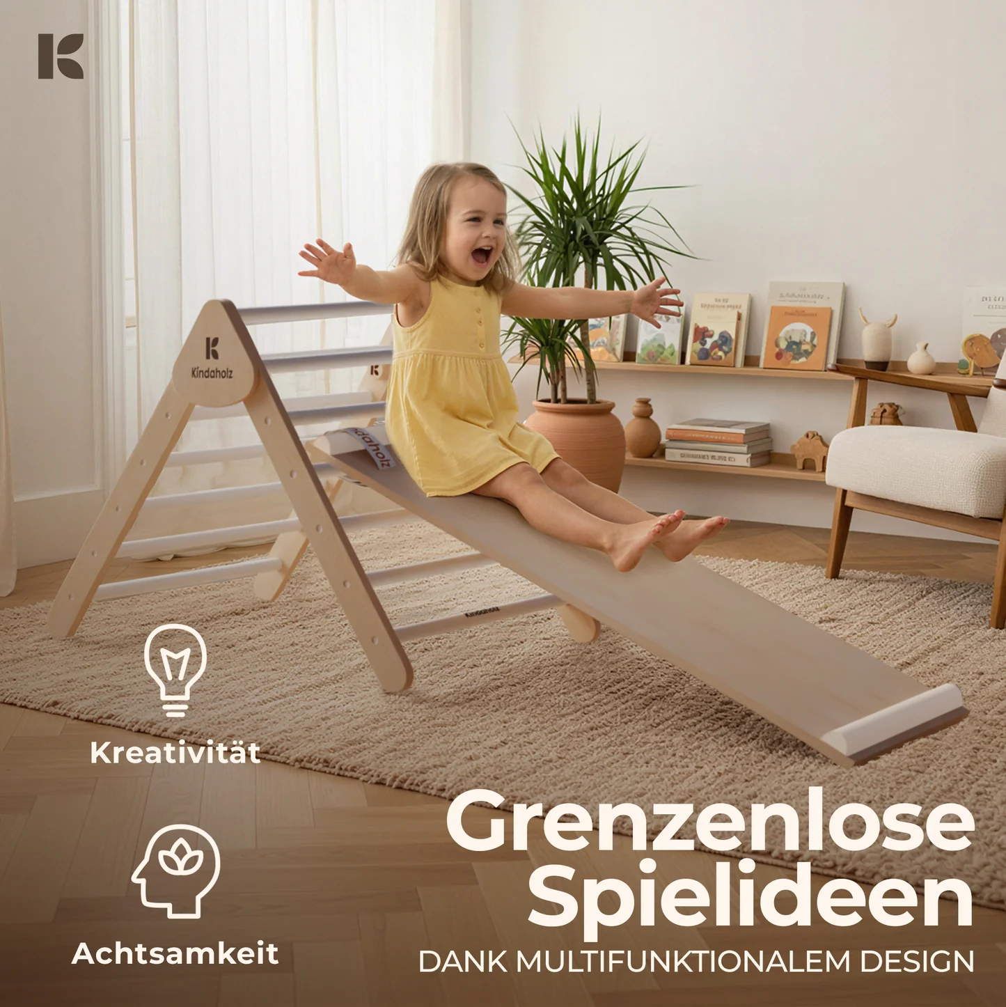 Kindaholz SAMI Kletterdreieck Weiß Indoor Kletterdreieck aus FSC Holz von Kindaholz