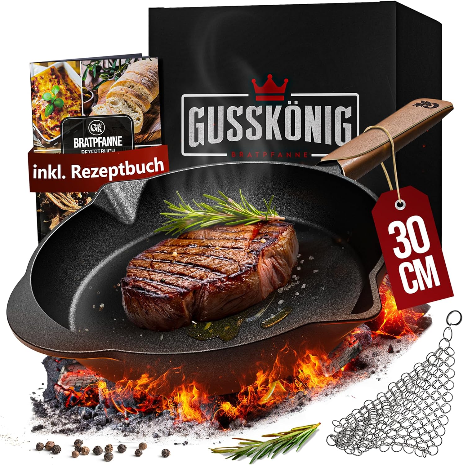 GUSSKÖNIG Ø 30cm Gusseisenpfanne Pfanne Gusseisen - Bratpfanne Induktion von GUSSKÖNIG